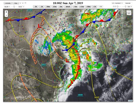 mesoscale convective system over eastern Texas